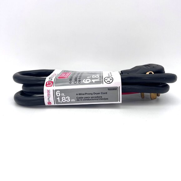 Utilitech 4-Wire Prong Plug Dryer Power Cord 6 Ft 10/4 SRDT Gauge 30 AMP New - Picture 6 of 9